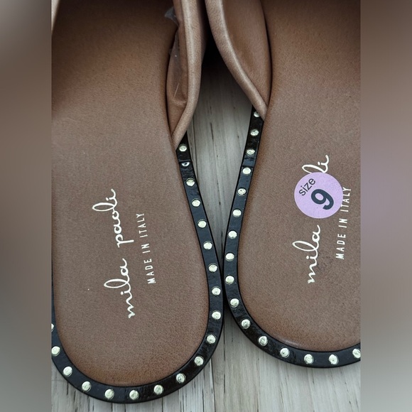 Mila Paoli Brown Leather Slide Sandals Made in Italy Size 9.5 - Picture 4 of 9